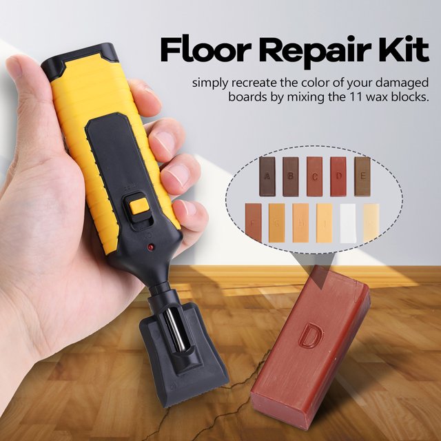Muyoka Kit de reparación de suelo Welpettie, Kit de reparación de grietas de muebles Manual DIY, Kit de herramientas de reparación de arañazos portátil con bloque de cera 11x Muyoka Hogar