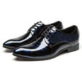thumbnail image 5 of Santimon Men Oxford Dress Shoes Brogue Floral Patent Leather Casual Formal Business Derby Shoes Blue 10 US, 5 of 8