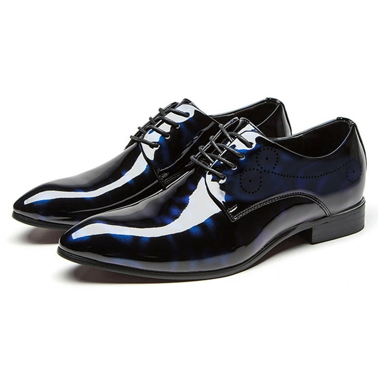 knee length dresses for ladies Navy Patent Leather Lace-Up Oxford Tuxedo Shoes 8.5 / R / Navy main image 0
