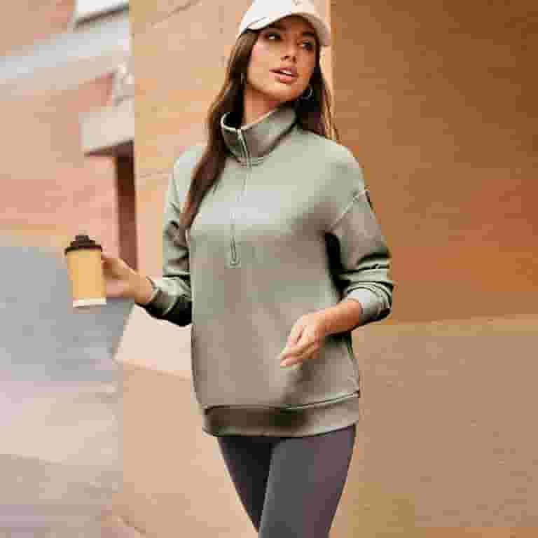 bnaln Womens Sweatshirt Casual Long Sleeve Half Zip Pullover