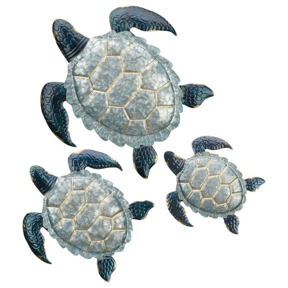 Galvanized Sea Turtle Wall Decor Set/3