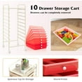thumbnail image 5 of CRXX 10-Drawer Storage Cart w/Universal Wheel, Rolling Cart w/Handle, Home Organizer Storage Unit w/Removable Drawers, Trolley Utility Cart for Kitchen Makeup Living Room Office Play Room, 5 of 18