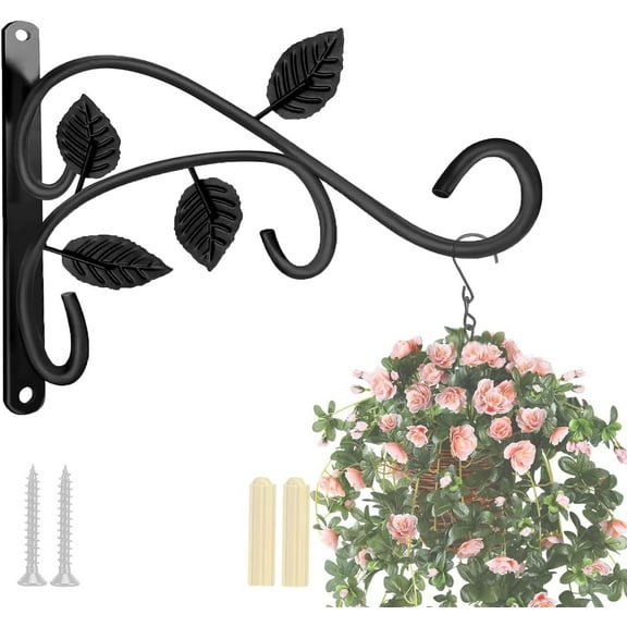 Siloon Hanging Plant Bracket, 12 Inches Wall Mount Hanging Plant Hook, Rust-Resistant Decorative Metal Plant Hanger for Hanging Plant Flower Lantern Bird Feeder Wind Chimes