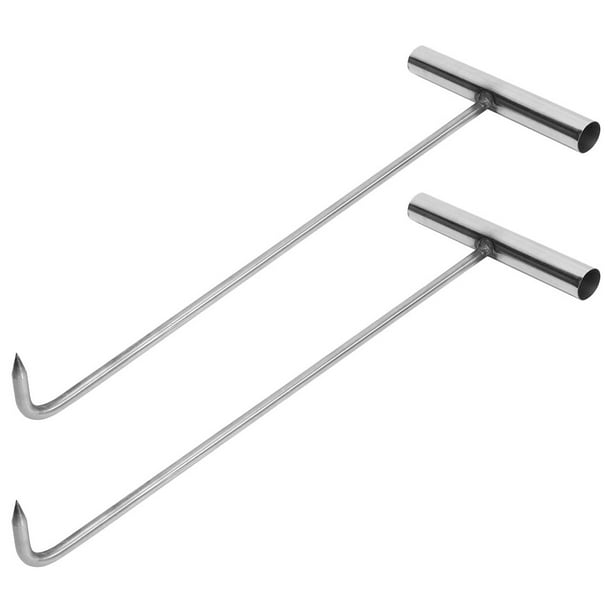 2Pcs Stainless Steel Manhole Cover Hook Manhole Cover Lifter