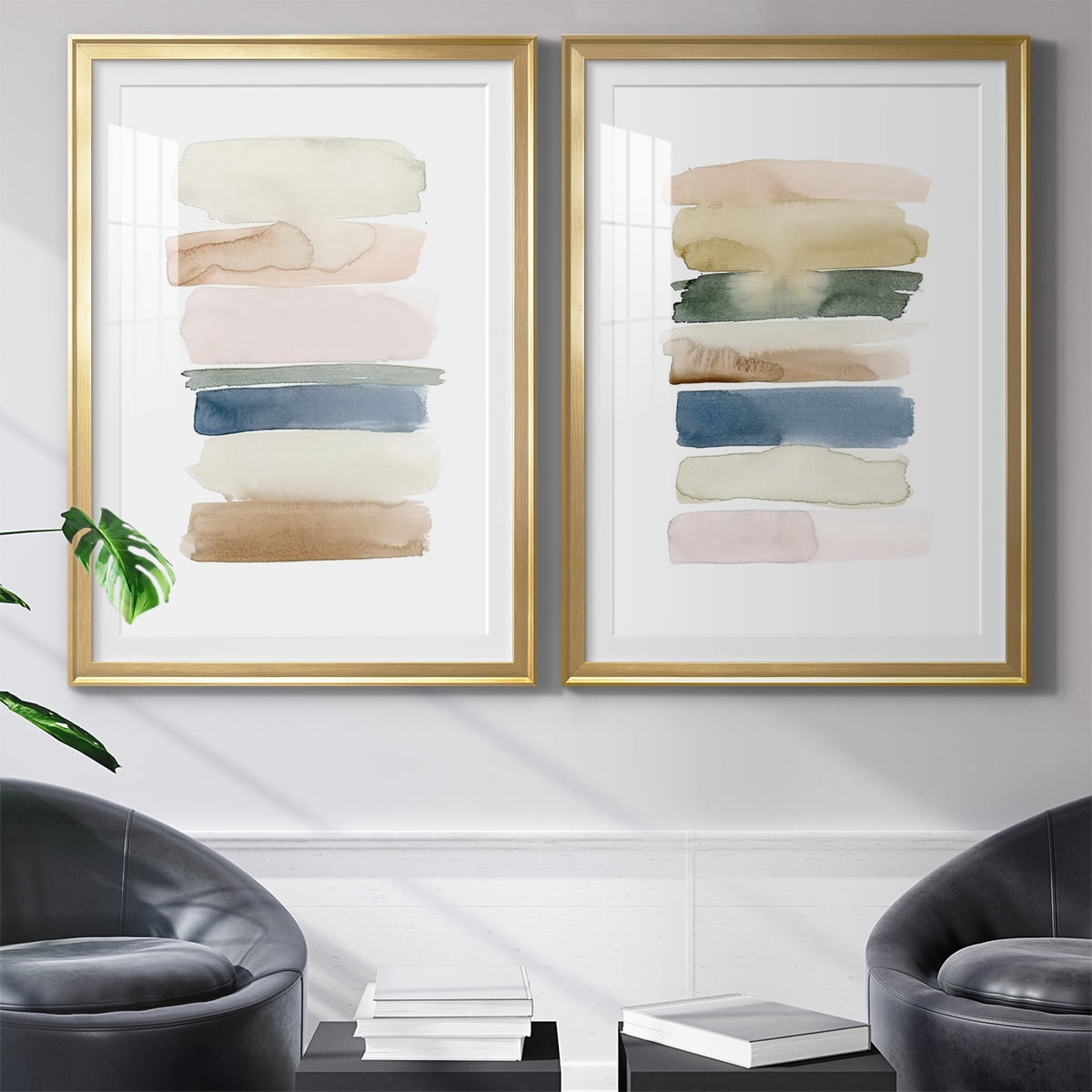 Wexford Home Faint Swatches I Premium Framed Print, 18.5" x 24.5" - Ready to Hang, Gold (Set of 2)