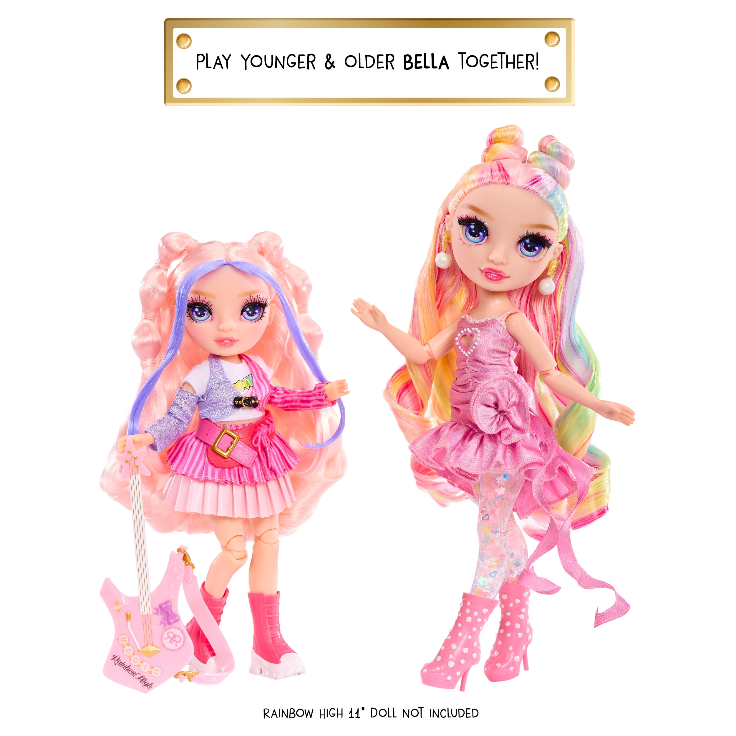 Rainbow High Jr High Rock Band - Bella, Pink 9” Fashion Doll with Guitar, Customize with Stickers