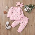 thumbnail image 2 of TOWED22 Toddler Infant Girls Fall Winter Clothing Outfits Cute Print 2 Piece Long Sleeve Graphic Tee and Elastic Waist Pants Clothes(Pink,6-12 M), 2 of 9