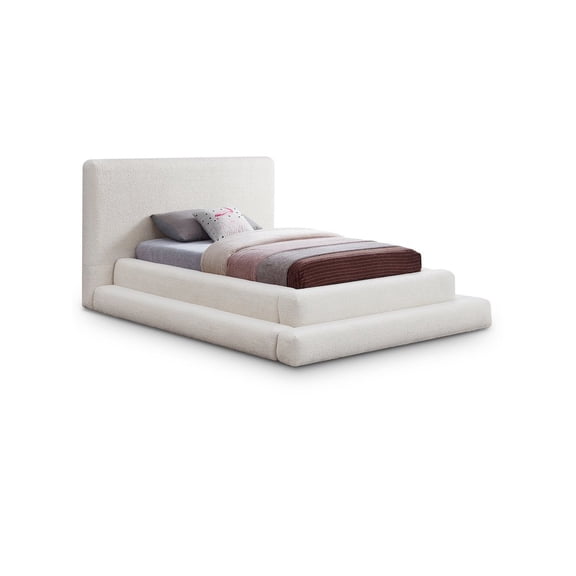 Meridian Furniture Dane Cream Teddy Fabric Twin Bed