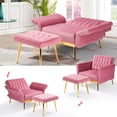thumbnail image 3 of ACMEASE Velvet Accent Chair with Adjustable Armrests and Ottoman, Pink, 3 of 7