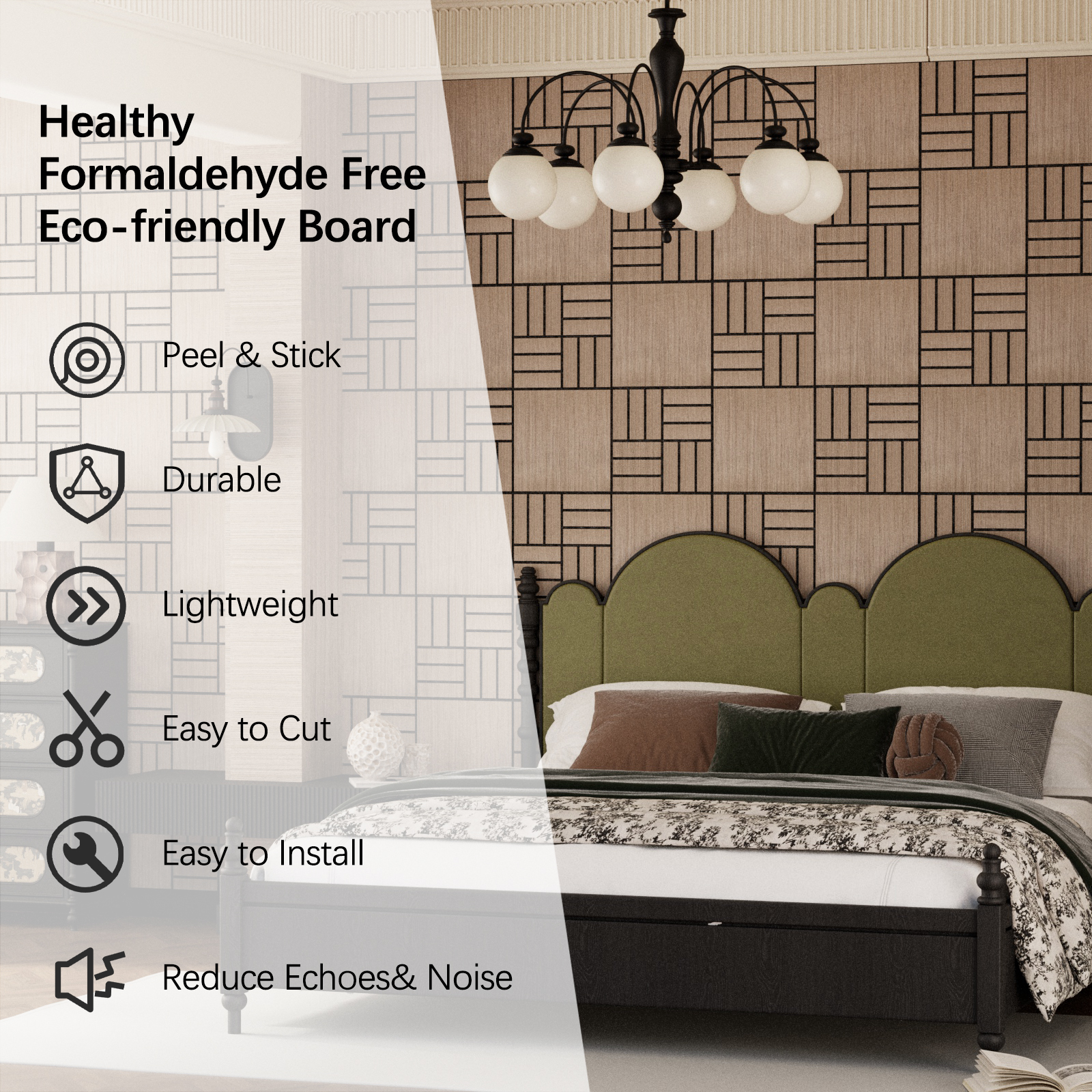 4 Packs Acoustic Wall Panels - Self-Adhesive 3D Wood Slat Wall Panel- Peel and Stick Sound Absorbing Panels for Noise Reducing - Feature Wall Decor for Home & Office
