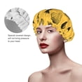thumbnail image 5 of Light Bulbs Print yellow Shower Cap, Reusable Bath Hair Hat for all Hair Lengths Hair Cover with Elastic Band Double Waterproof Layers Bathing Hat, 5 of 5