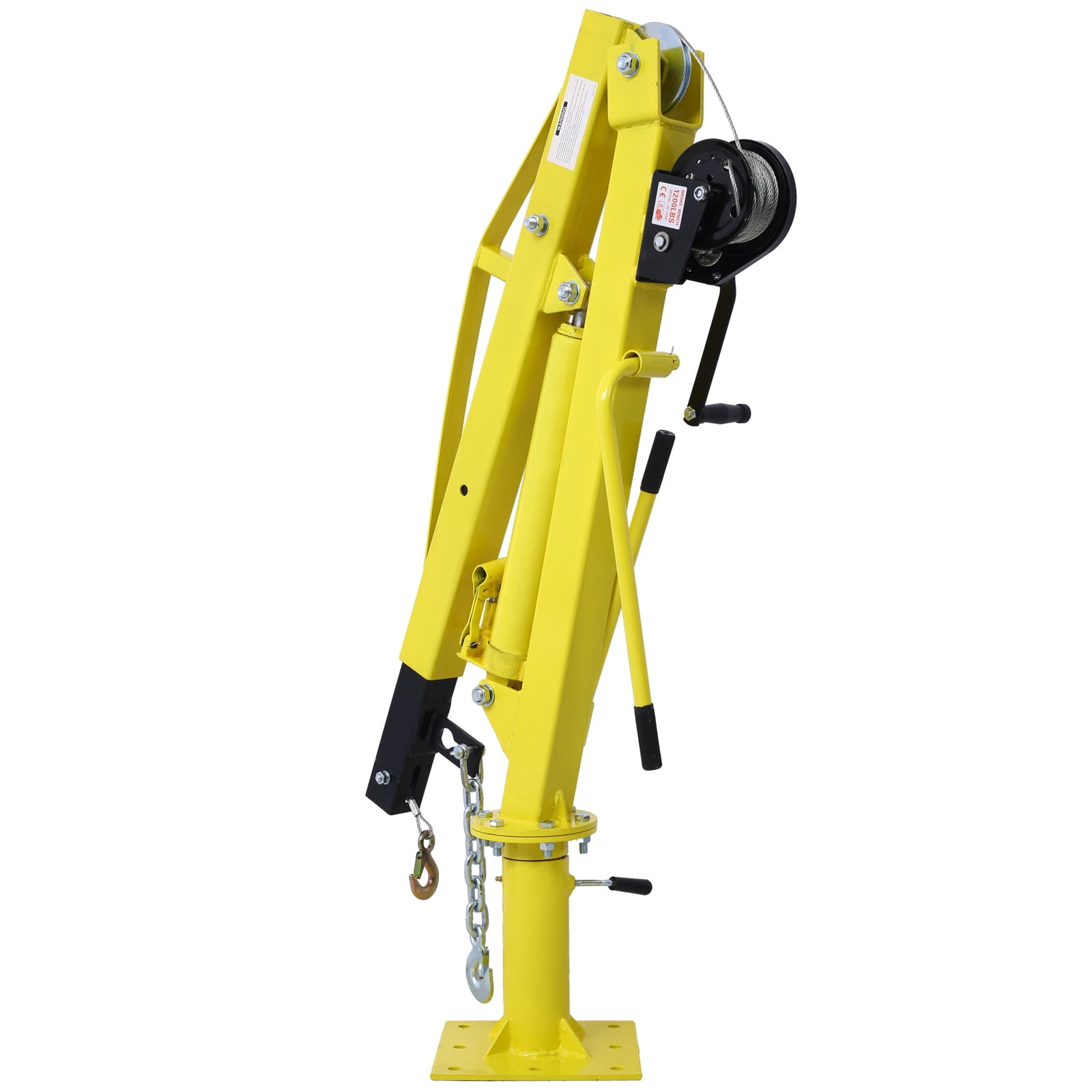 Hydraulic Pickup Truck Crane with Hand Winch, 2000LB Capacity Adjustable Boom Hoist with 360° Rotation