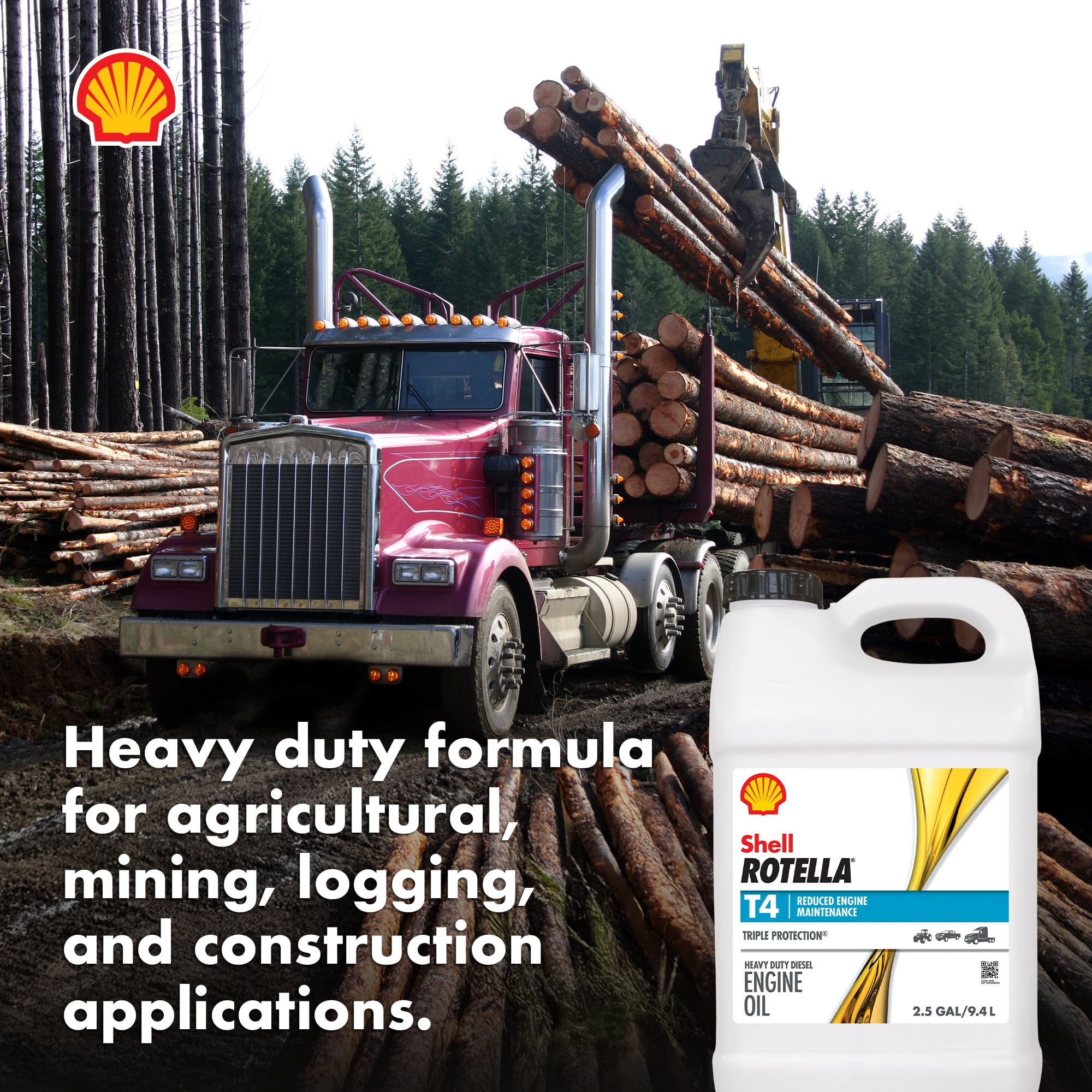 Shell Rotella T4 Triple Protection 15W-40 Diesel Engine Oil, 2.5 Gallon (2 Pack)