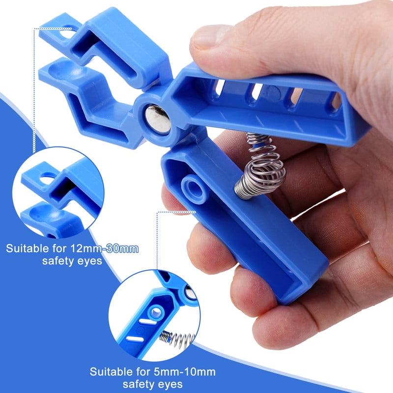 Safety Eye Tool Auxiliary Tool for Amigurumi Crochet with 752pcs Safety Eyes and Noses Blue