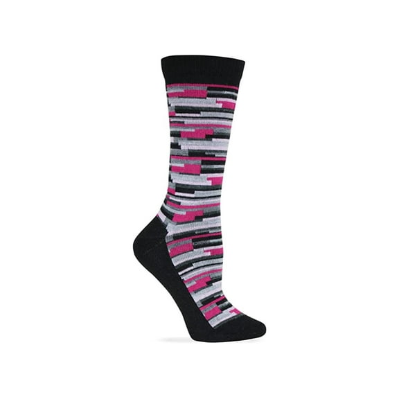 Wise Blend Ladies Digi Stripe Crew Socks 1 Pair, Black, Women's 6-9 Shoe