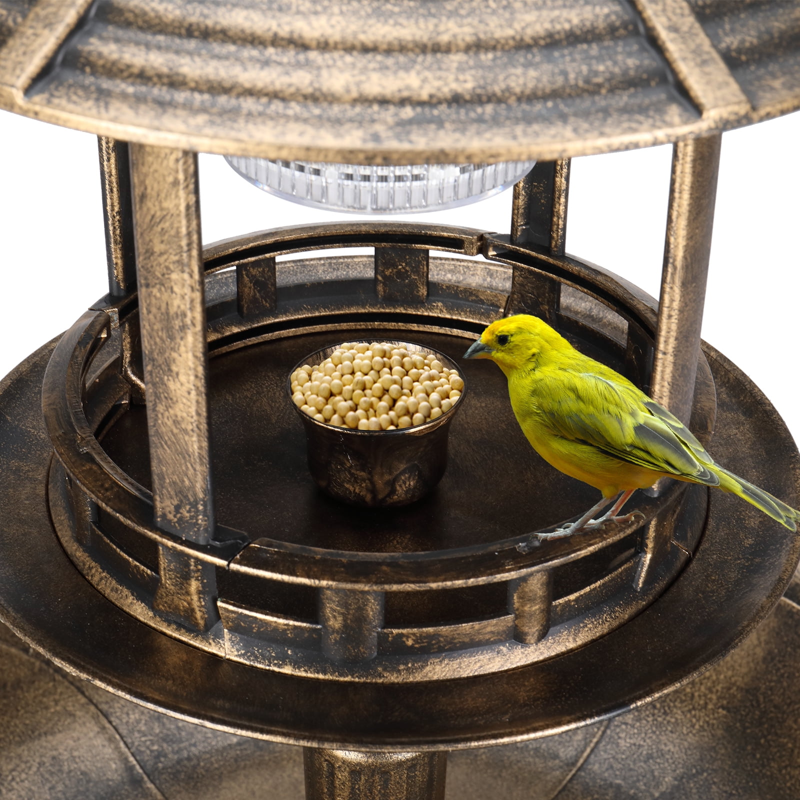 UBesGoo 42 Inch Bird Bath with Solar Light Bronze
