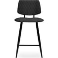 thumbnail image 2 of JERFIT Modern Counter Stools Set of 2, 38" Kitchen Island Bar Height Stools with Padded Back, Charcoal Grey Linen Upholstered, Wood Metal Frame, 2 of 5