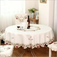 thumbnail image 4 of BUYISI 1Pc 3 Sizes Tablecloth Rural Style Embroidered Round Table Cloth Home Hotel Decoration Table Cloth Home Party Table Covers 175*175cm, 4 of 6