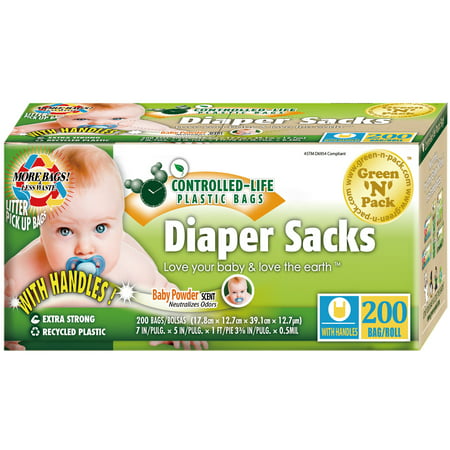 Green-n-Pack Disposable Diaper Bags - Scented - 200 Pack - 0