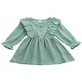 thumbnail image 1 of EIMELI Toddler Kids Baby Girls Long Sleeve Ruffle Party Princess Button Tutu Dresses Infant Clothes, 1 of 6