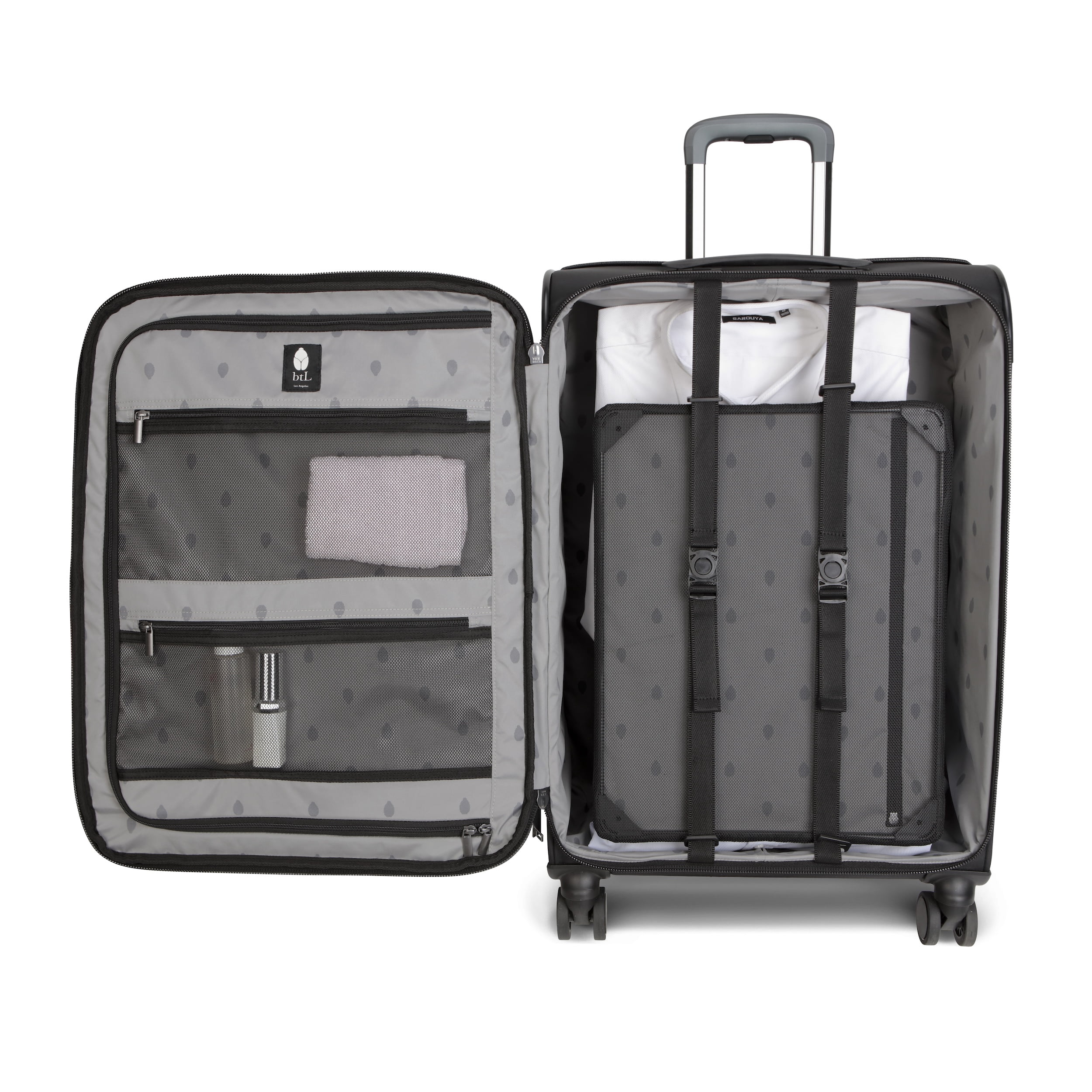 BTL 28-inch Checked Expandable Nylon Softside Upright Luggage With 360-Spinner Wheels and Divider Pockets, Black
