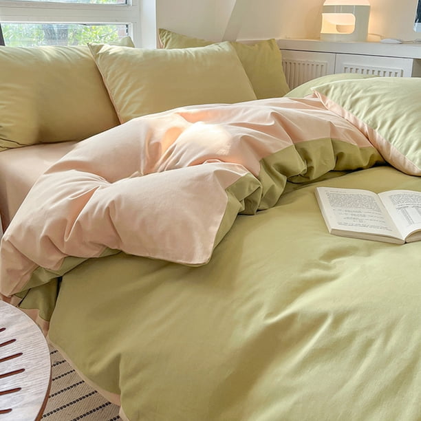 Adecuado para Dormitorios de Estudiantes. Cómodo y Suave Juego de Cama de Cuatro Piezas con Colores Frescos Lavados.