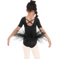 thumbnail image 4 of iiniim Filles Enfants Robe Tutu de Danse Ballet à Manches Courtes Justaucorps Tenue de Ballerine Danse Moderne Costume Noir 3TG, 4 of 7
