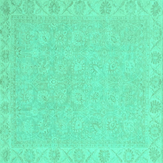 Ahgly Company Indoor Square Abstract Turquoise Blue Modern Area Rugs, 3' Square