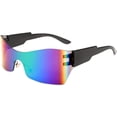 thumbnail image 3 of FEISEDY Fashion Rimless Futuristic Wrap Around Sunglasses Women Men Cyberpunk Visor Sunglasses B2329, 3 of 13
