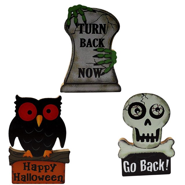 Wosthever Cartel de decoración de de Halloween, Festival de calabaza de madera, placa decorativa de escritorio, suministros para fiestas, accesorios Kits de decoración para fiestas Tipo 2 Wosthever HA063923-02