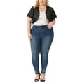 thumbnail image 2 of Unique Bargains Women's Plus Size Sheer Shrug Cardigan Floral Lace Shrugs Tops 2X Dark Black, 2 of 6