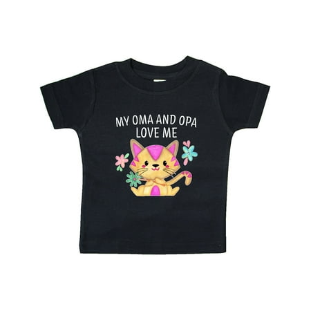 

Inktastic My Oma and Opa Loves Me with Cute Kitten and Flowers Gift Baby Boy or Baby Girl T-Shirt