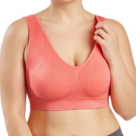 XMMSWDLA Women s Sports Bra Full Coverage Wirefree Non Padded Workout Bra Plus Size Nursing Sports Bra