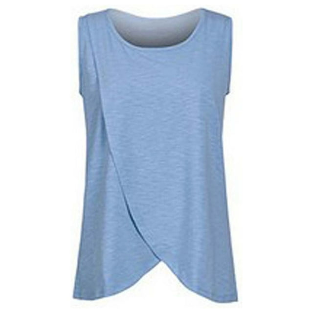 Blouse Sans Manches pour Femmes Maternité Allaitement Couleur Unie Col Rond Blouse d'Allaitement Sans Manches