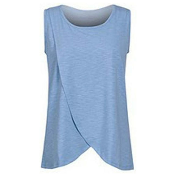 asdoklhq Pregnant Clothes Clearances Maternity Womens Nursing Solid Color Round Neck Sleeveless Round Neck Breastfeeding Blouse