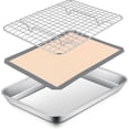 thumbnail image 1 of Shiyou Plateau de Four Grille-Pain 10.4 Pouces avec Grille de Cuisson et Ensemble de Tapis en Silicone, Mini Four Grille-Pain en Acier Inoxydable avec Grille de Refroidissement, 3 Pcs (1 Grille + 1 Tapis), Lavable au Lave-Vaisselle, 1 of 4