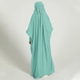 thumbnail image 5 of IBTOM CASTLE Kids Girls Long Sleeve Full Cover Hijab Kaftan Dubai Islamic Prayer Dress Abaya Muslim Hooded Robe Ramadan Clothing 6-7 Years Light Green, 5 of 8