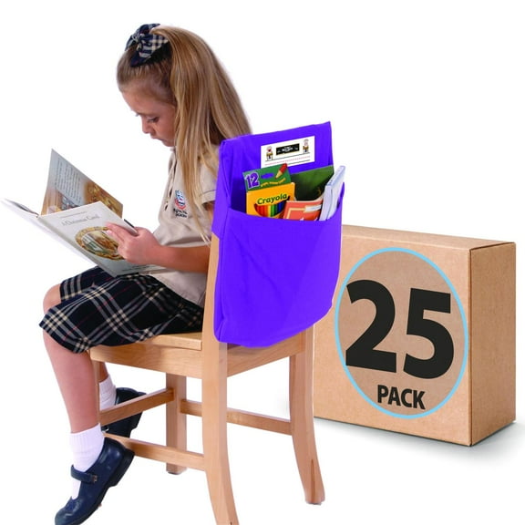Seat Sack 14" Student Chair Pocket for Classrooms Purple Pack of 25