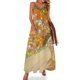 thumbnail image 1 of Vestido largo elegante estilo granja jardín Gustav Klimt con escote en V, estilo bohemio, con tirantes, ropa de calle de gran tamaño, 1 of 7