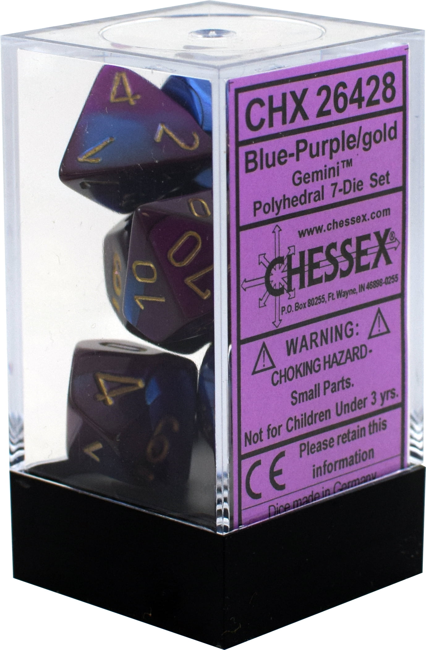 CHESSEX Gemini Blue-Purple CUBO SET Boxed chx26428 