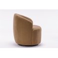 thumbnail image 6 of TRIPLE TREE Chocolate Teddy Fabric Swivel Accent Armchair, Modern Barrel Chair with Black Powder Coating Metal Ring, Accent Sofa Chair, Upholstered Tub Chair for Living Room Bedroom, 6 of 7