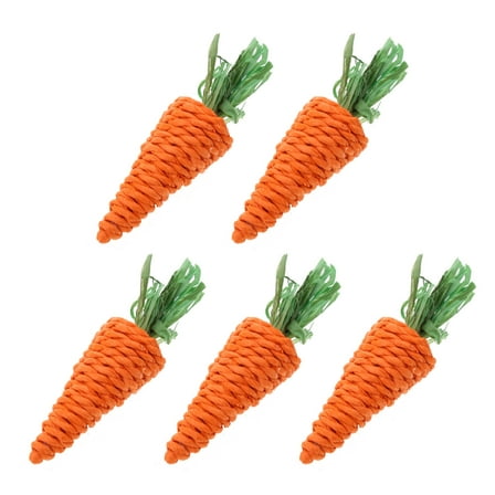 5Pcs Rabbits Chew Toy for Teeth Cleaning Natural Grass Treat Grass Carrot Toy for Rabbit Hamster GuineaPigs