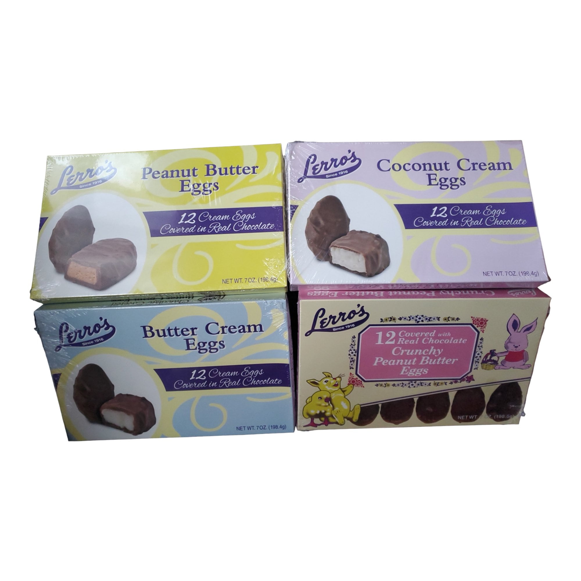 Lerro Milk Chocolate Easter Eggs 4 Flavor Combo Pack, includes Butter