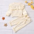 thumbnail image 5 of WIBACKER Baby Girls Fall Velvet Long Sleeve Outfits Toddler Ruffle Sweatshirt Bow Long Pant Clothes, 5 of 10
