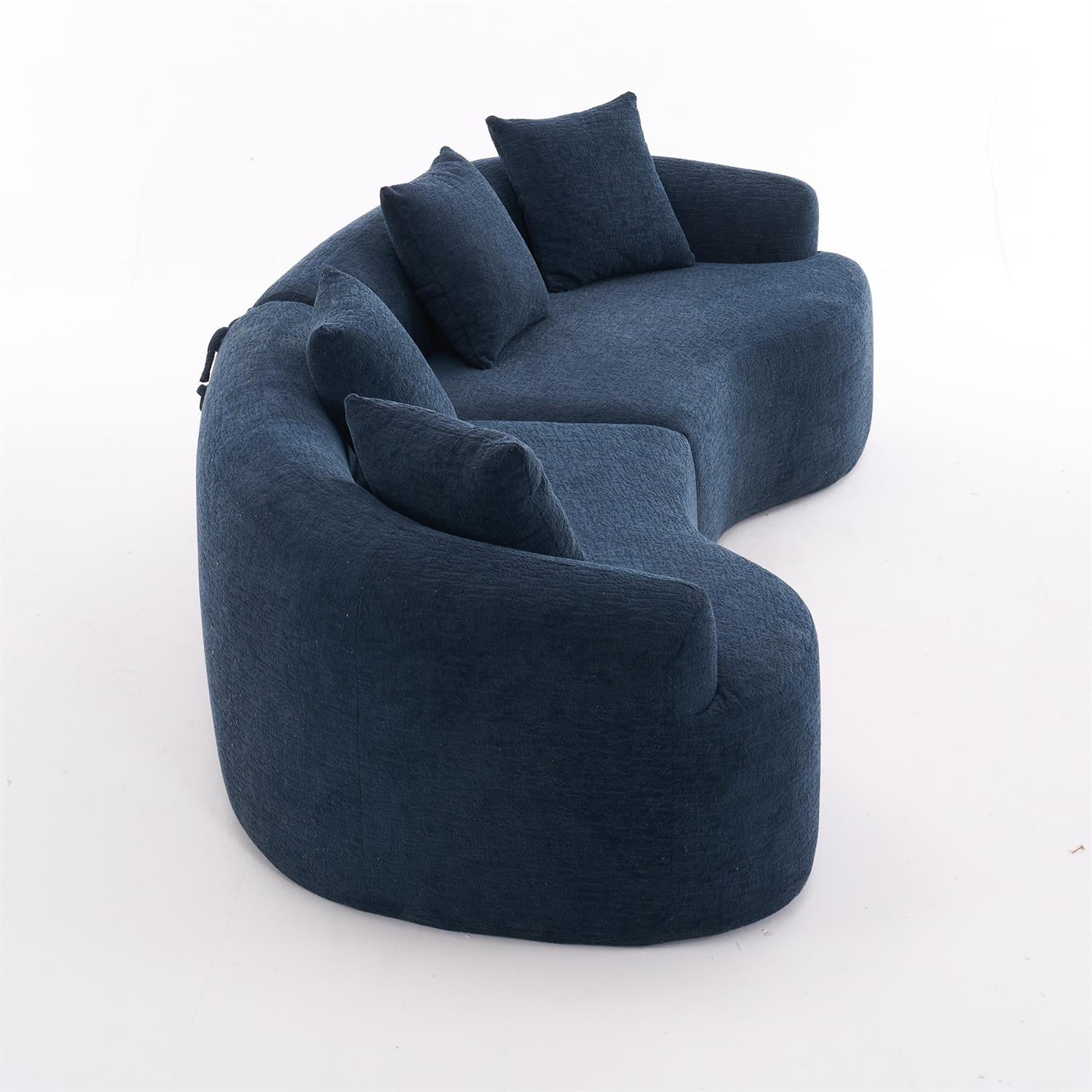 Demi Bonn 110"L Modular Sectional Sofa with Full Compression Sponge, Curved Design, High-Density Chenille Sleeper Couch for Living Room, 800 lbs Capacity, Blue