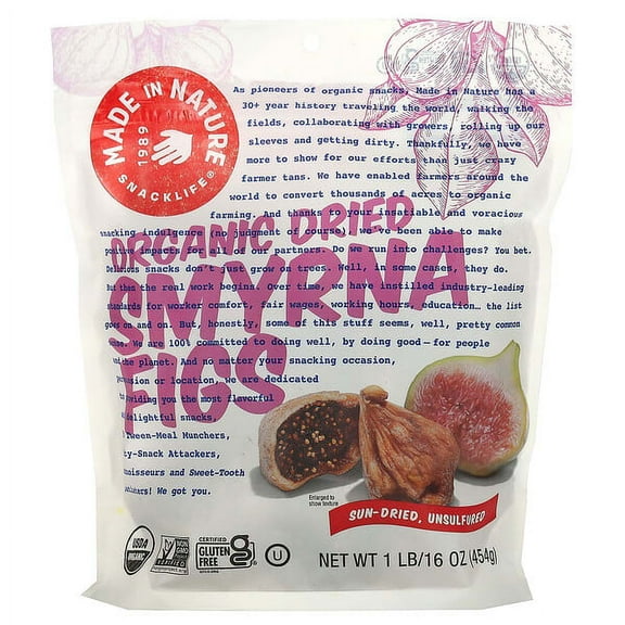 Made in Nature, Organic Dried Smyrna Figs, Soft & Sultry Supersnacks, 1 lb