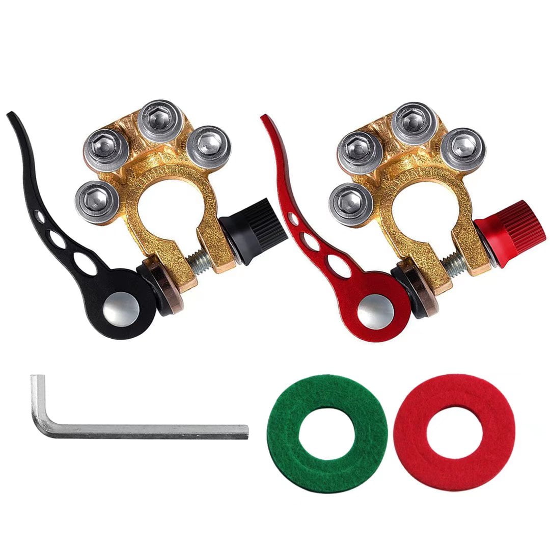 Ampper Brass Quick Release Battery Terminal Connector Clamps, 4 Way Top