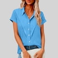 thumbnail image 2 of Babcutegg Womens Blouses Casual Fashion Lightweight Crew Neck with Button Graphic Tee Shirts for Women Light Blue Size M, 2 of 8
