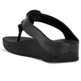 thumbnail image 2 of FitFlop Womens Fino Beadie Button Metallic Toe Post PU Microfibre Metallic Black Sandals 8 US, 2 of 4
