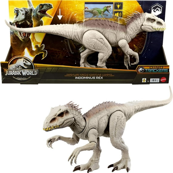 Jurassic World Camouflage 'N Battle Indominus Rex Action Figure Toy with Lights, Sound & Motion